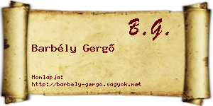 Barbély Gergő névjegykártya